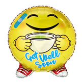 18 inch Get Well Soon Round Yellow Smiling Face Emoji with Bandage Foil Balloon